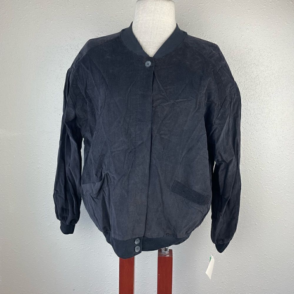 Vintage Laura Mitchell Black Corduroy Button Down Shirt & Matching Shorts Sz 10